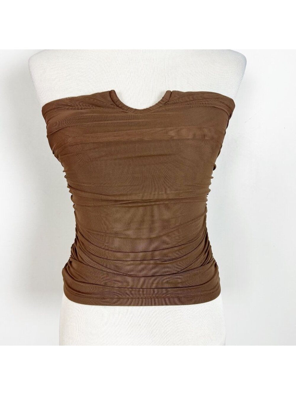 Abercrombie & Fitch Brown Strapless Tube Tank Top Mesh Stretch Size XS Women's